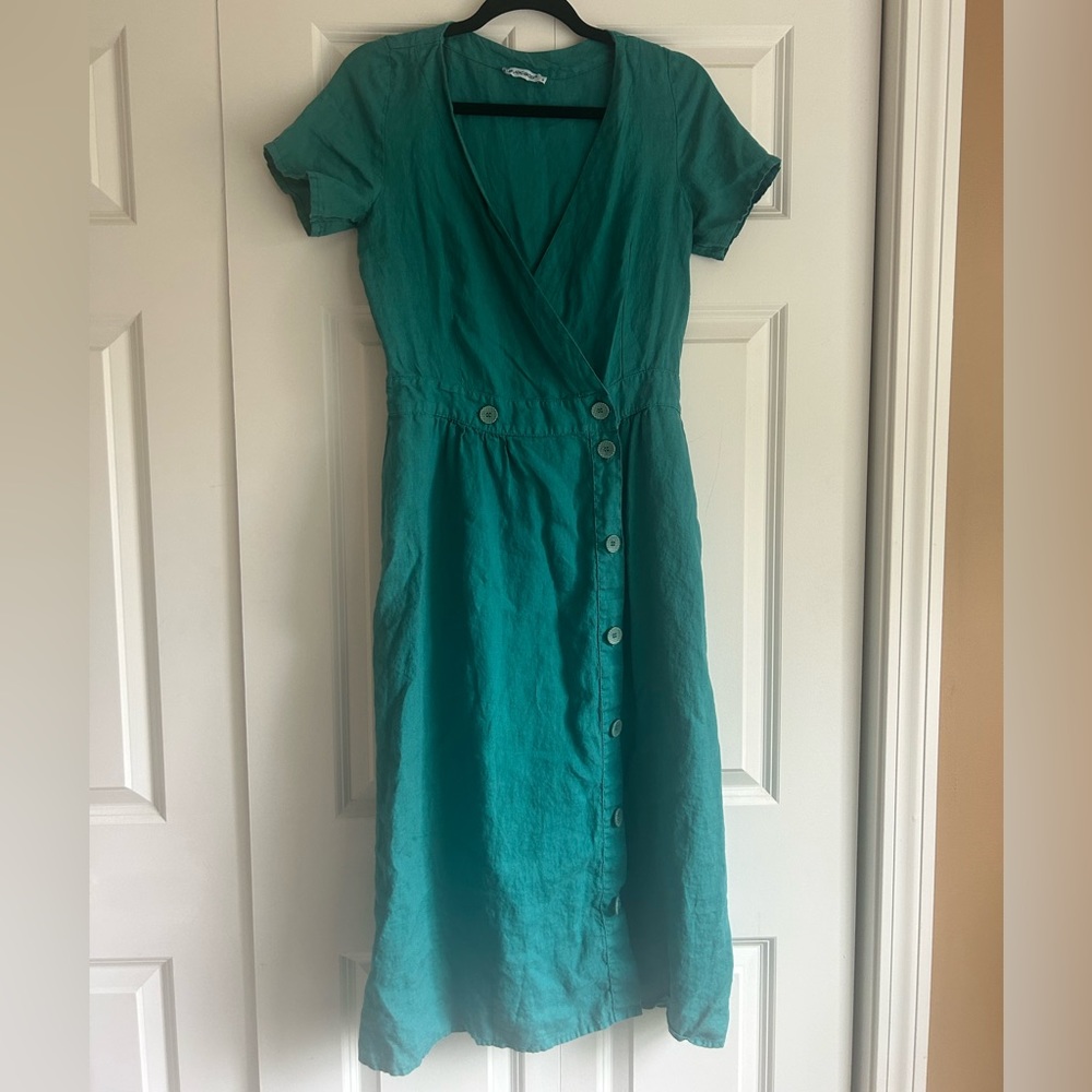 Avocado blue button dress-S